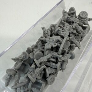 1998 Risk Board Game Replacement Pieces 60 Grey Army Miniatures with Case